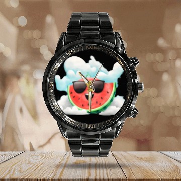 Discover Cute Watermelon Party Summer Melon Fruit Calendar Steel Band Watch