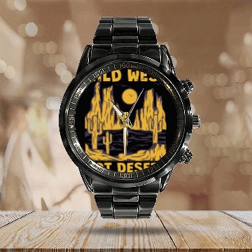 Discover desert wild west cactus nature Calendar Steel Band Watch