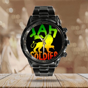 Discover Reggae Lion Of Judah Jah Soldier Calendar Steel Band Watch