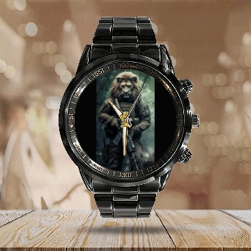 Discover Lion soldier of war Calendar Steel Band Watch