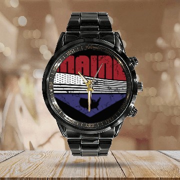 Discover Retro Vintage Maine Usa Calendar Steel Band Watch