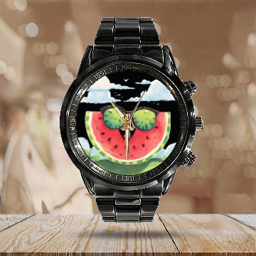 Discover Cute Watermelon Party Summer Melon Fruit Calendar Steel Band Watch