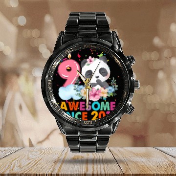 Discover 9 Year Old Awesome Since 2014 Panda 9Th Calendar Steel Band Watch