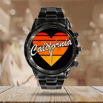 Discover California Family Vacation 70S 80S Calendar Steel Band Watch