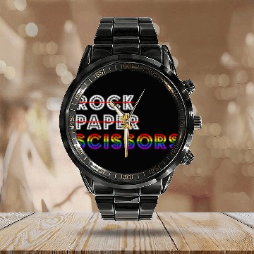 Discover Rock Paper Scissors LGBT For Lesbians Lesbian Cool Calendar Steel Band Watch