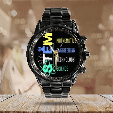 Discover Stem Teacher Science Technology Engineer Math Calendar Steel Band Watch