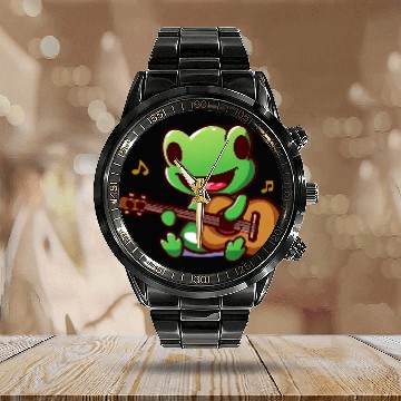 Discover Grooving Frog guitarist Calendar Steel Band Watch