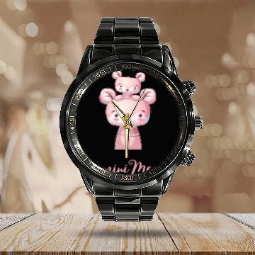 Discover Cute Little Pink Mini-Me Calendar Steel Band Watch