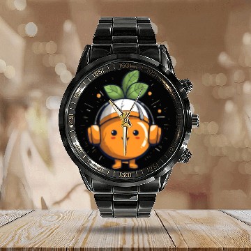 Discover Orange Fruit Fruitarian Funny Cute Party Music Calendar Steel Band Watch