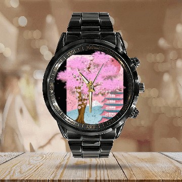 Discover Japan aesthetics sakura tree gift cherry blossom Calendar Steel Band Watch
