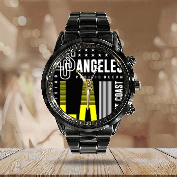 Discover Los Angeles LA West Coast Calendar Steel Band Watch
