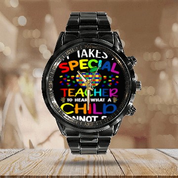Discover Autism Teacher Support It Takes A Special Teacher Calendar Steel Band Watch
