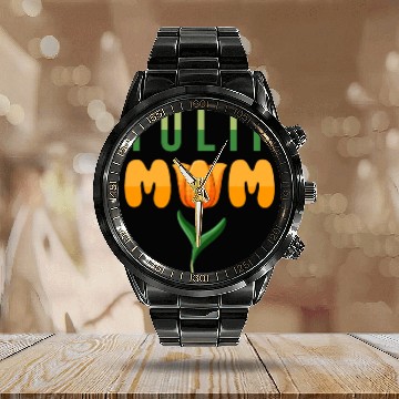 Discover Tulip Gardening Mother Calendar Steel Band Watch
