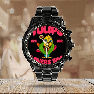 Discover Tulip Gardening Cute Calendar Steel Band Watch