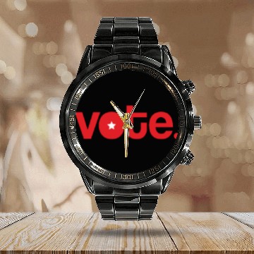 Discover Vote. Calendar Steel Band Watch