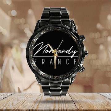 Discover Normandy France Calendar Steel Band Watch