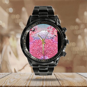 Discover Japan nature mountain sakura gift cherry blossoms Calendar Steel Band Watch