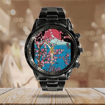 Discover Japan cherry blossom gift sunset sakura Calendar Steel Band Watch