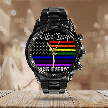 Discover We The People Means Everyone Gay Pride LGBT Flag Calendar Steel Band Watch
