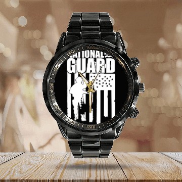 Discover American Flag National Guard National Guard Calendar Steel Band Watch