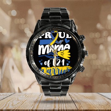 Discover Proud Mom T21 World Down Syndrome Awareness Calendar Steel Band Watch