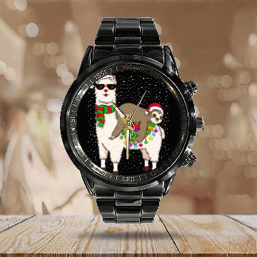 Discover Sloth Riding Llama Sloth Calendar Steel Band Watch