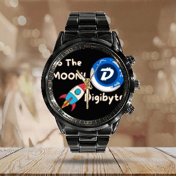 Discover Digibyte To The Moon- Calendar Steel Band Watch
