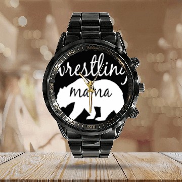 Discover Wrestling Mama Bear Wrestling Mom Calendar Steel Band Watch