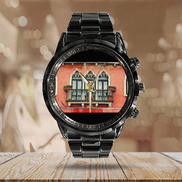 Discover Windows of Venice Italy 9831 Calendar Steel Band Watch