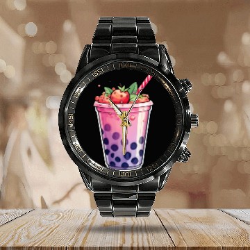 Discover Boba Tea Design - Bubble Tea Calendar Steel Band Watch