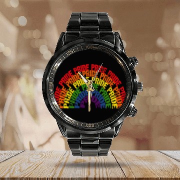 Discover Rainbow LGBT Gay Pride Awareness Lesbian Flag Calendar Steel Band Watch