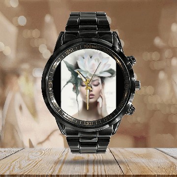 Discover Lotus girl Calendar Steel Band Watch