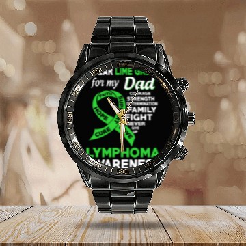 Discover I Wear Lime Green For My Dad Lymphoma Awareness Calendar Steel Band Watch
