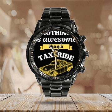 Discover Taxi Ride Old Car Lover Calendar Steel Band Watch