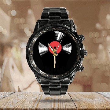 Discover Melting vinyl disc. Calendar Steel Band Watch