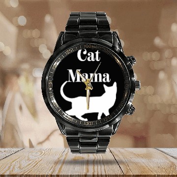 Discover Cat Mama Feline Love Cat Lady Calendar Steel Band Watch