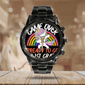 Discover Game over ready to go to 1st grade, back to school Calendar Steel Band Watch