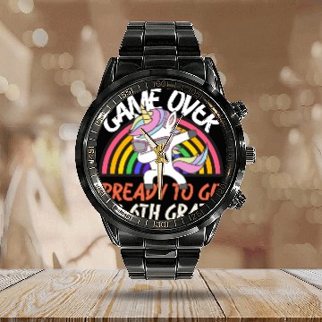 Discover Game over ready to go to 5th grade, back to school Calendar Steel Band Watch