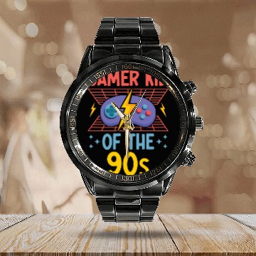 Discover Game Console Gamer Video Game PC Gaming Controller Calendar Steel Band Watch