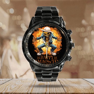 Discover Happy Halloween Jack O Latern Dabbing Monster Calendar Steel Band Watch