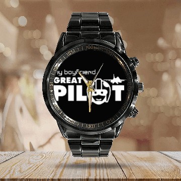 Discover MY BOYFRIEND GREAT PILOT Calendar Steel Band Watch