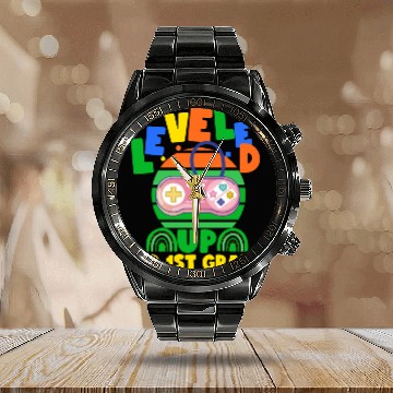 Discover Level up to 1st grade, back to school Calendar Steel Band Watch