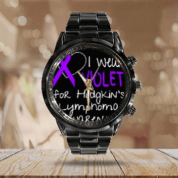 Discover I Wear Violet For Hodgkins Lymphoma Awareness Calendar Steel Band Watch