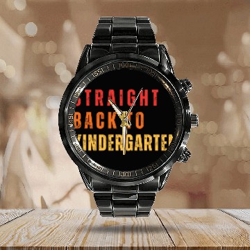 Discover Kindergarten Teacher Back to School Retro vintage Calendar Steel Band Watch