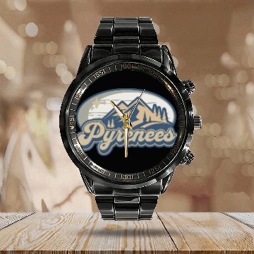 Discover Pyrenees France Vintage Mountains Calendar Steel Band Watch