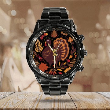 Discover Turkeys, Harvest, and Gratitude Calendar Steel Band Watch