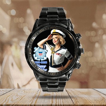 Discover U.S. Coast Guard 233rd Birthday Calendar Steel Band Watch