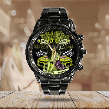 Discover Speed Queen - Hot Rod Racing Calendar Steel Band Watch