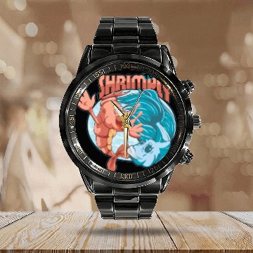 Discover shrimp and catfish Calendar Steel Band Watch