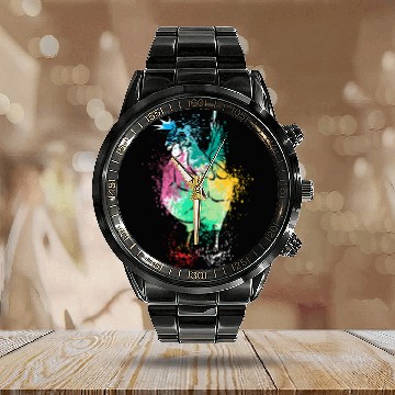 Discover Colerfull Splash Art Farm animals chicken Calendar Steel Band Watch